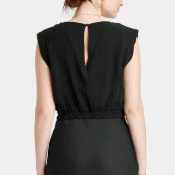 Slim Fit Extended Shoulder Gauze Crop Hipster Hippie Boho Bohemian Hip Tank Top - Picture 3 of 6